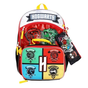 Harry Potter Hogwarts House Crests 5 Piece School Backpack Set Lunch Bag New - Picture 1 of 6