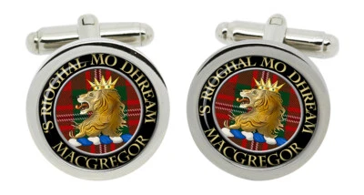 Macgregor Scottish Clan Cufflinks in Chrome Box Foto 1 de 4