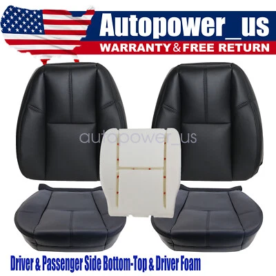 Front Both Side Seat Cover Leather Black + Driver Foam For 2007-2014 Chevy GMC — 第 1/4 张图片