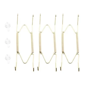 Decorative Plate Metal Hooks 3 Pack Invisible Wire 6/7 Inch Gold Wall - Picture 1 of 5