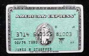 American Express grüne Kreditkarte Ablaufdatum 1977 ~ unsere CB919 - Bild 1 von 2