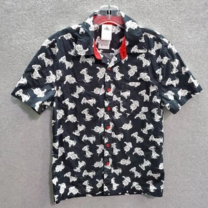 Disney Men Button Up Shirt XS Black 101 Dalmatians Allover Print Collar - Picture 1 of 8