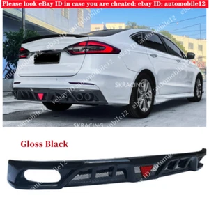 Black ABS Rear Bumper Diffuser Lip Spoiler Kit Fits Ford Mondeo Fusion 2019-2020 - Picture 1 of 6