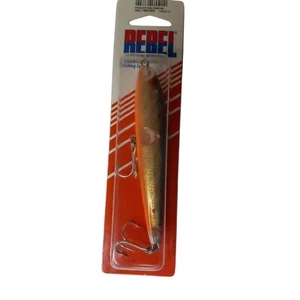Rebel Saltwater Minnow Lure 4.5" Gold Orange Fishing Bait Dual Treble Hooks NEW - Picture 1 of 4