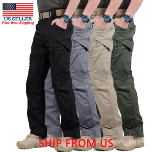 Tactical Mens Cargo Pants Work Combat Pants Outdoor Hiking Waterproof Trousers - Picture 1 of 16