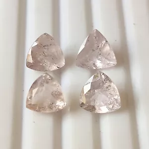 Natural Morganite 7X7 mm Trillion Faceted Untreated Calibrated Gemstone 4 Pieces - Picture 1 of 5