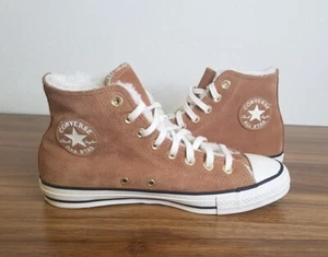Converse All Star Chuck Taylor High Top Womens Sz 9 Shoes Tan Suede Sherpa - Picture 1 of 8