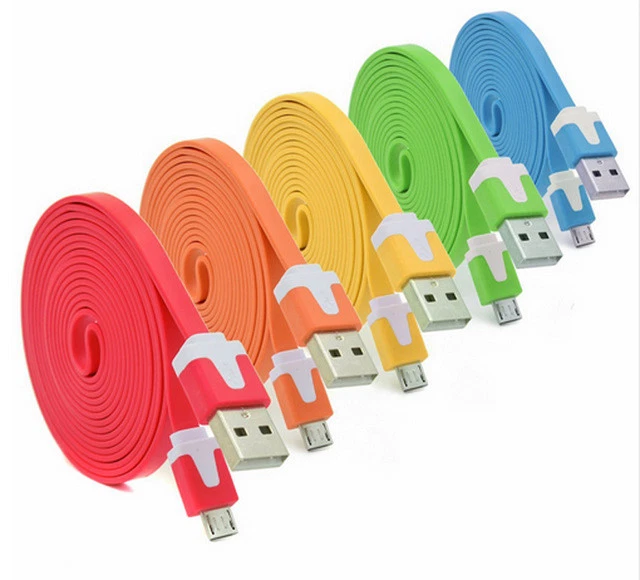 6FT flat noodle MICRO USB data Charger charge Cable for SAMSUNG GALAXY S4 S6 S7+ - Image 1 of 4