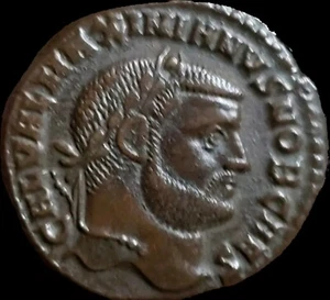 Galerius, as Caesar, BI Nummus. Cyzicus, AD 295-296. AE 28. Roman Empire.  Brown - Picture 1 of 2