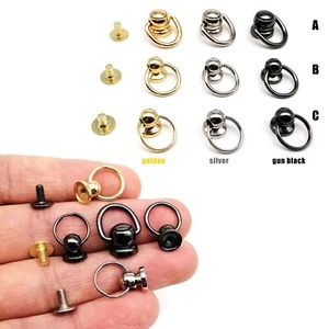 Leather Bag Belt Phone Case Ball Nail Chicago Screw Back Rivet Stud with O Ring - Picture 1 of 15