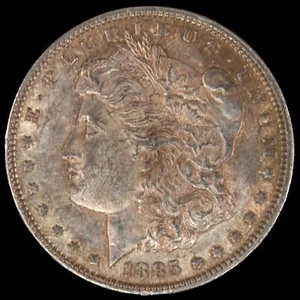 1885-P Morgan Silver Dollar BU Blast White Rev & Gray Toning on Obv. - Picture 1 of 2