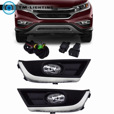 适用于 2017 年本田 CR-V 一对前雾灯带镀铬边框和开关套件 — 第 1/4 张图片