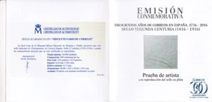 2016 - España - Prueba de Artista - Segunda Centuria - Plata - Tirada 30000 - Imagen 1 de 2