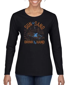 Camiseta Sun And Sand Drink In My Hand Naturaleza Mujeres Gráfica Mangas Largas - Imagen 1 de 8