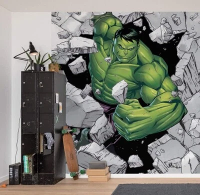 Boys Bedroom Wallpaper Mural 98x110 inch Hulk Breaker Marvel superhero picture - Image 1 of 4