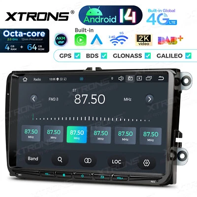9" Android 14 Car Stereo Radio GPS DAB/DAB+ 8Core 4+64GB CarPlay For VW Golf 5 6 - Image 1 of 4