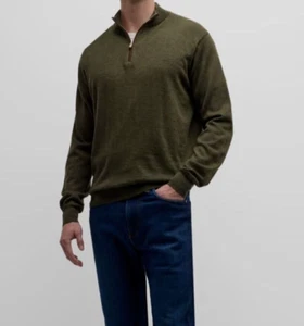 Peter Millar Crown Autumn Crest Quarter-Zip Sweater Size XXL, Olive, NEW $250 - Picture 1 of 9