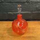 Large Vintage Mdina Glass Perfume Bottle Signed Orange Gold B63