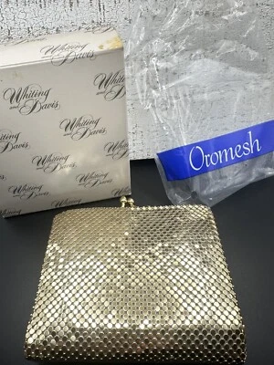 Cartera vintage de malla dorada Whiting & Davis con caja original "Oromesh" EE. UU. Foto 1 de 4