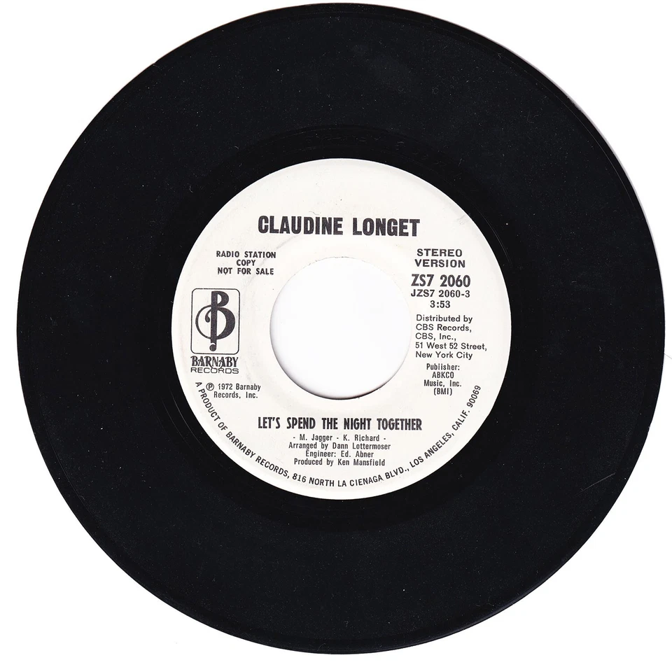 Claudine Longet. Let's Spend The Night Together ( both sides) 45 rpm - Image 1 of 1