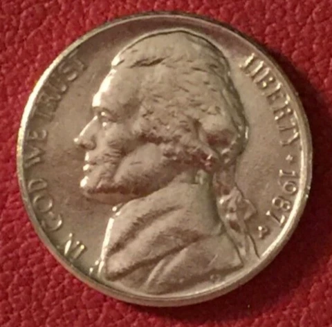 1987 P  Jefferson Nickel - actual coin - free shipping Cover