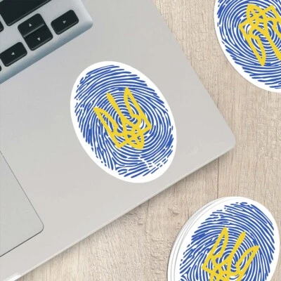 TWEED & CO Ukraine Thumbprint Sticker with Coat of Arms | Unique Ukrainian Identity Decal