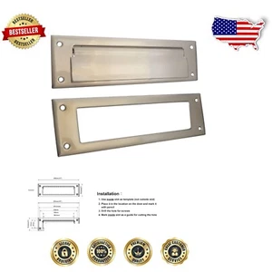 Heavy Gauge Wrought Brass Mail Slot 10" x 3" - Satin Nickel Finish, Modern Style - Picture 1 of 4