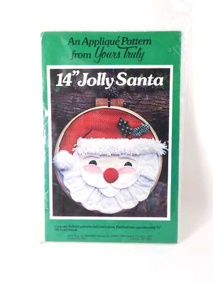 1980 年 Yours Truly 图案 #3929 14 英寸 Jolly Santa 贴花被子环未切割密封 — 第 1/4 张图片