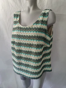Dressbarn Woman Turquoise Brown Striped, Lined Tank Top/Blouse Size 16W - Picture 1 of 10