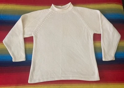 Suéter De Colección J Crew Remero Para Hombres Med CREMA MARFIL Cuello Redondo Pescado Tejido Pescador Foto 1 de 4
