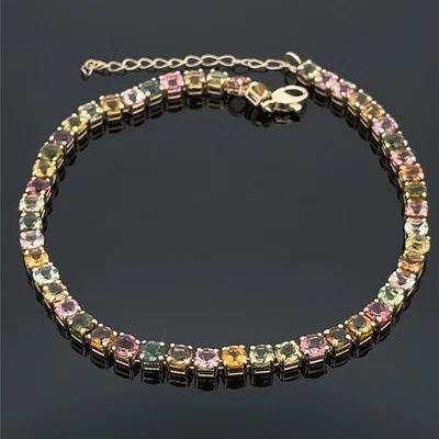 ARMBAND AUS 375/- GELBGOLD MIT MULTI TURMALIN FACETTENREICH SCHMUCKJAGD - Bild 1 von 3
