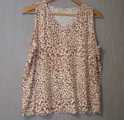 Camiseta sin mangas Maurices con estampado de guepardo elástica ligera para mujer L #H99-80 usada en excelente estado 24/7 Foto 1 de 4