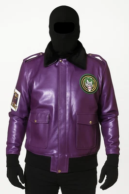 Hombres Batman Chaqueta de Bombardero Púrpura con Cuello de Piel Sintética Disfraz de Joker Foto 1 de 4