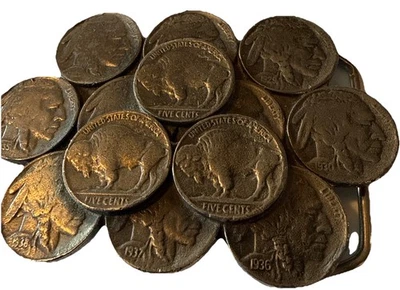 Hebilla de cinturón Buffalo Nickel Great American Buckle Co. Bayou latón EE. UU. # 332 (1981) Foto 1 de 3