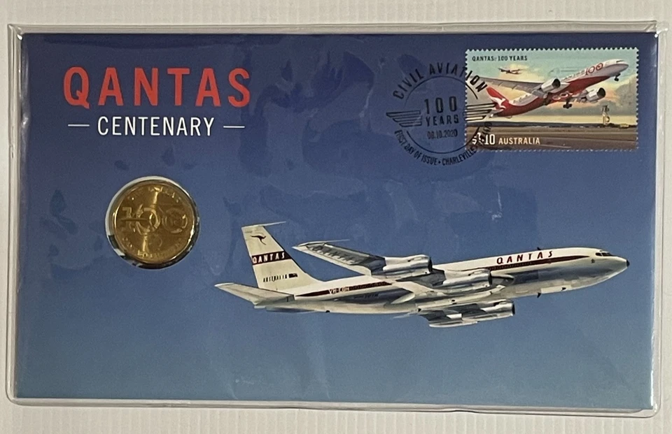Australia Post 2020 UNC $1 Qantas Centenary Civil Aviation 100 Years PNC - image 1 of 4