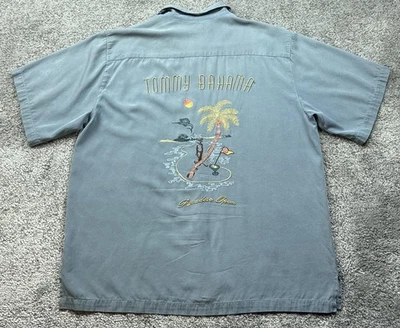 Рубашка мужская Tommy Bahama размер XL шелковая гавайская для лагеря вышитая сзади райская - Изображение 1 из 4