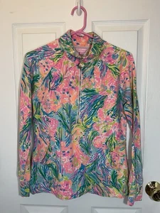 Lilly Pulitzer Skipper Popover 1/4 Zip Top Size S Coral Reef Print - Picture 1 of 6
