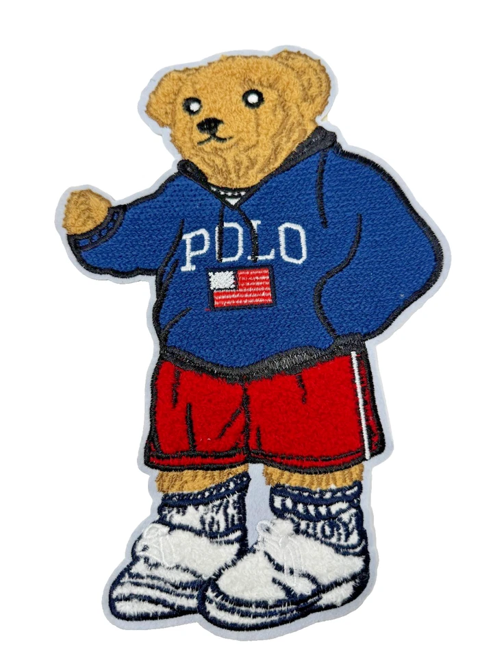 POLO RALPH LAUREN EXTRA LARGE SEW ON AMERICAN FLAG BEAR PATCH AUTHENTIC #20 !!!! - Image 1 of 1