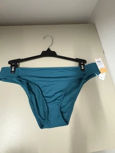 Women's Stitched Hipster Medium Coverage Bikini Bottom Kona Sol Teal Large 12/14 - Picture 1 of 3