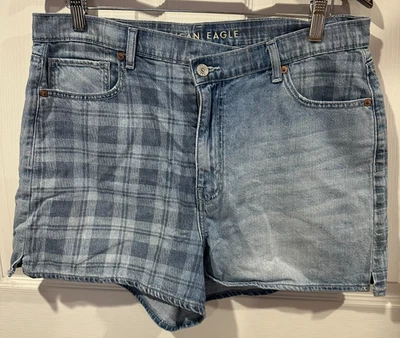 Женские шорты AMERICAN EAGLE размер 14 с самой высокой посадкой синие 2 тона 256 - Изображение 1 из 4