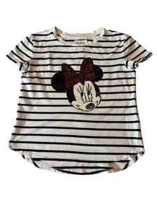 Gap Kids Disney Navy Striped Shirt Sequin Minnie Mouse Sz 8 Medium - Picture 1 of 4