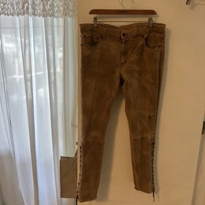 Polo Ralph Lauren Tompkins Skinny Jeans Damen Größe 32 Hellbraun Denim Schnürung Beine - Bild 1 von 10