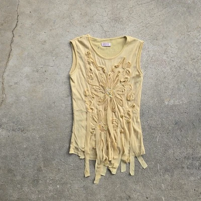 Lápiz labial vintage Y2K años 2000 malla floral hadas caprichoso hadas top raro pequeño Foto 1 de 4