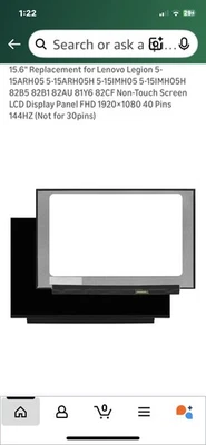 Lenovo Legion 5 15ARH05 Series 15.6" FHD Non-Touch Replacement LCD Laptop Screen - Image 1 of 4
