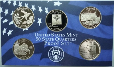 2008-S U.S. Quarter Proof Set (No Box, Case, or COA) 5 Gem Proof Coins - Image 1 of 2