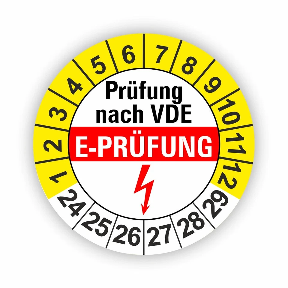E-Prüfung nach VDE Prüfplaketten GELB Ø 20 I 30 I 40 mm I Wartungsetiketten - Bild 1 von 4