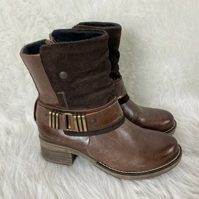 Dromedaris Chocolate Brown Leather Suede Buckle Strap Ankle Boot EU 36 US 6 - Image 1 of 4