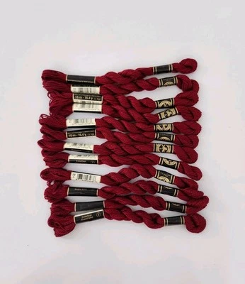 Lot Of 12 DMC Pearl Cotton Skein Size 3 16.4yd-Dark Garnet 115 3-814 New - Image 1 of 3