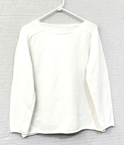 EUC DKNY Women's Scoop Neck Pull Over Cotton Sweater White Sz XL - Foto 1 di 4