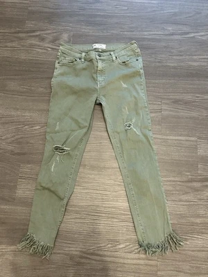 Pantalones de mezclilla para mujer Free People verdes ajustados al tobillo talla 26 Foto 1 de 4